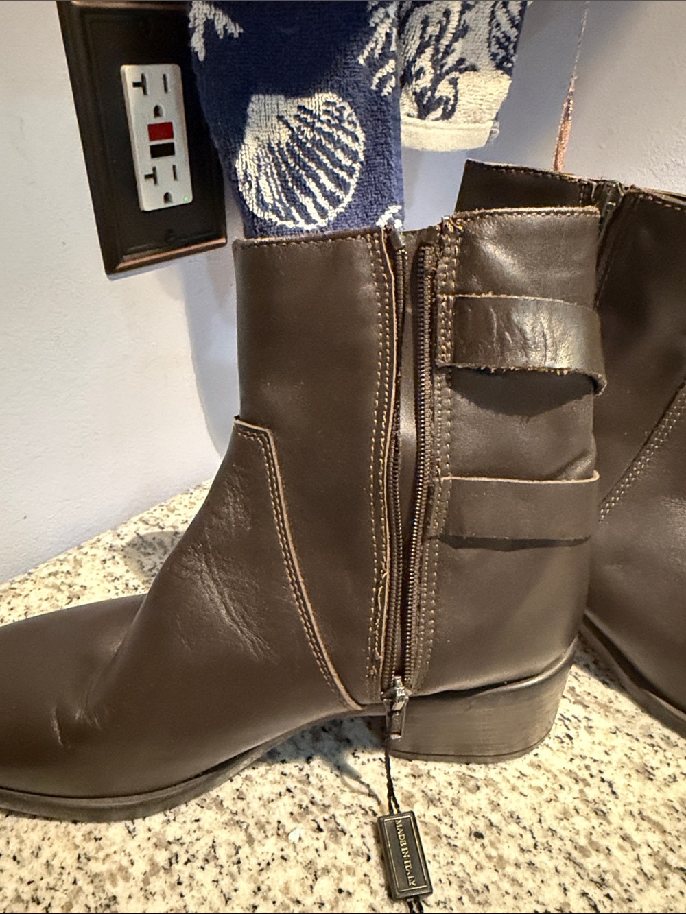 NWT Emanuele‎ Crasto Double Buckle Moto Boots Brown Leather Italy  sz 39/ US 8.0 - Picture 12 of 13